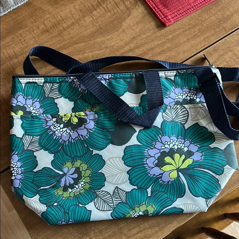 Thirty-One Blue and Green Floral Tote Bag